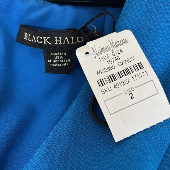 Black Halo Women's Blue Maxton V-Neck Sailor Collar Sheath Dress Size 2 $390 - Picture 6 of 6